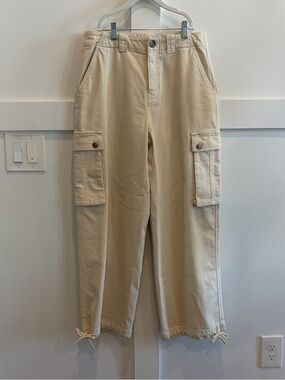 Falconeri Italy Men’s Technical Cotton Cargo Trousers Cream Medium Luxury $445